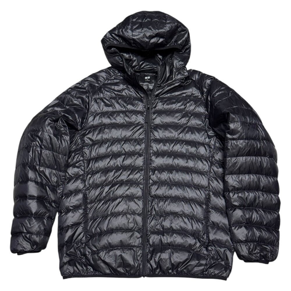 UNIQLO DOWN FILL Winter Puffer Parka Lightweight Black Jacket Coat Mens XL